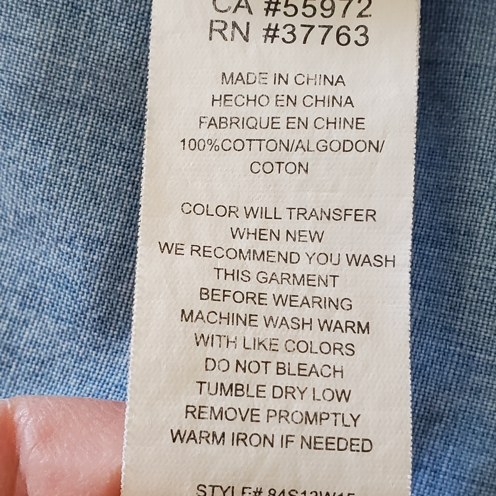 C&C California Chambray Tie Front Button Down Shirt Blue - Picture 12 of 12